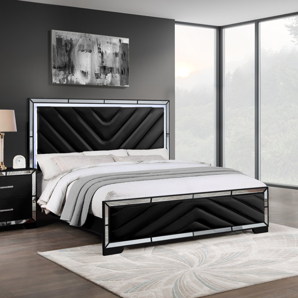 Willa Arlo Interiors Havant Queen Bed With Led Lights, Black Wayfair